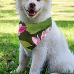 Pink Water Lilies Print Over The Collar Dog Bandana