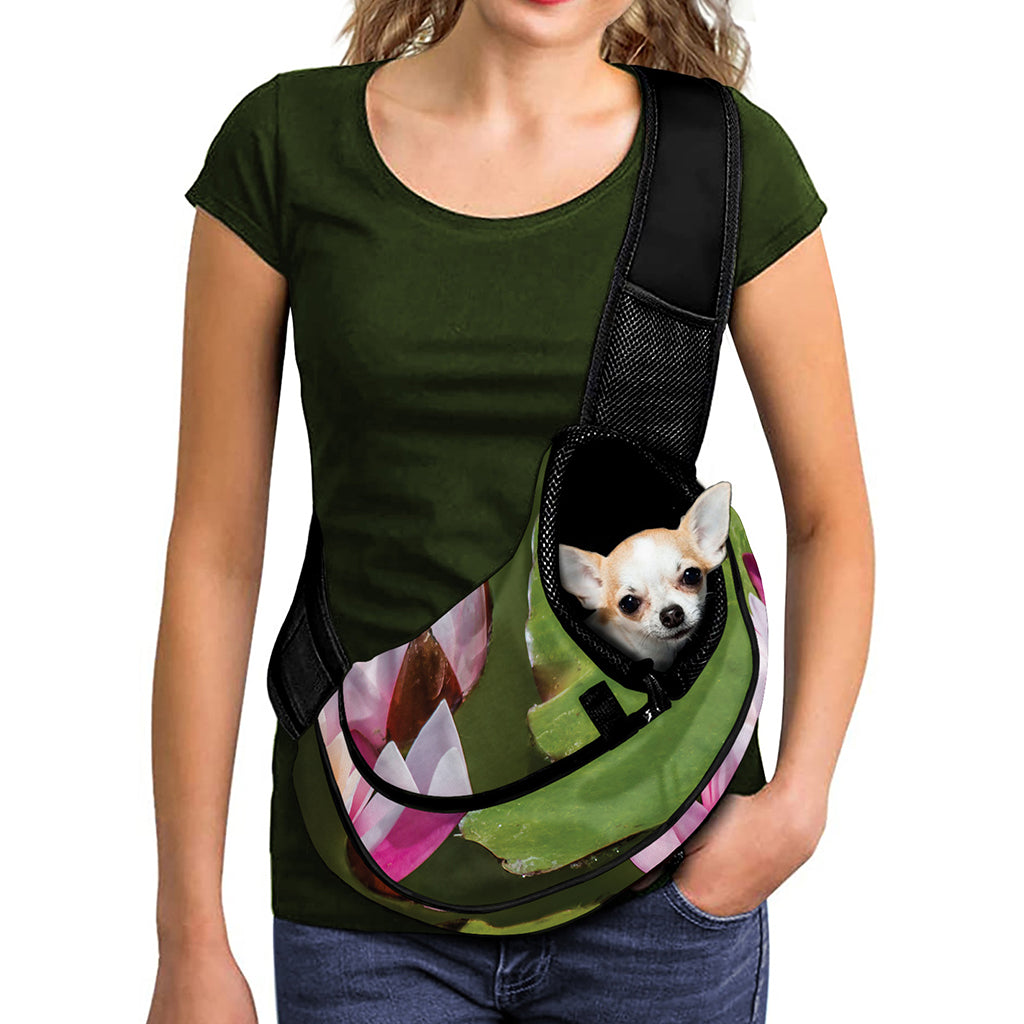 Pink Water Lilies Print Pet Sling Carrier