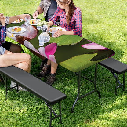 Pink Water Lilies Print Picnic Table Cover