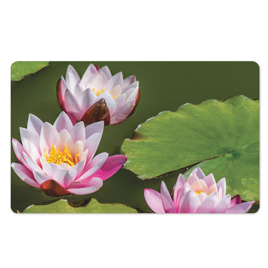 Pink Water Lilies Print Polyester Doormat