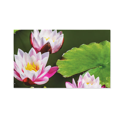 Pink Water Lilies Print Polyester Flag