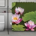 Pink Water Lilies Print Polyester Shower Curtain