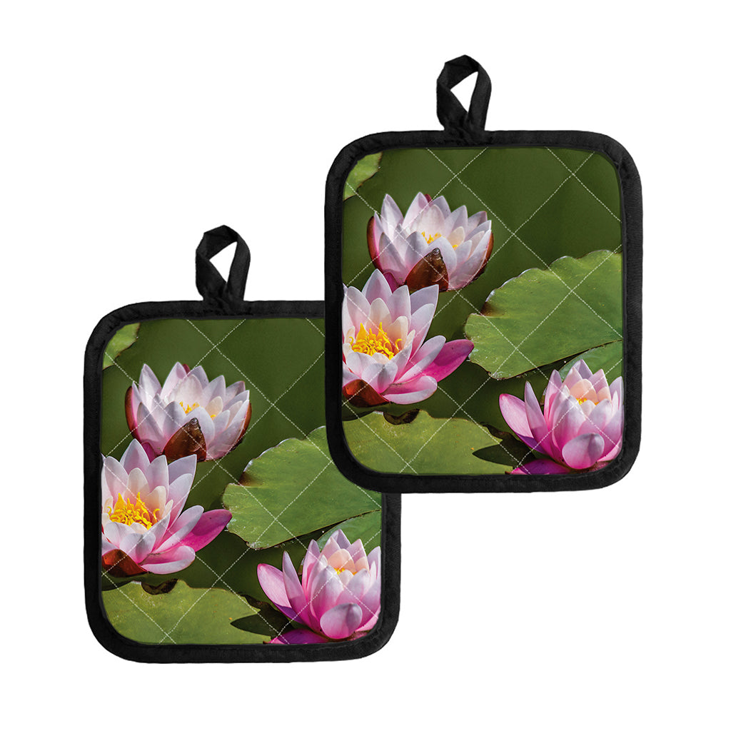 Pink Water Lilies Print Pot Holders