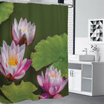 Pink Water Lilies Print Premium Shower Curtain