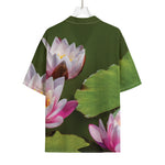 Pink Water Lilies Print Rayon Hawaiian Shirt