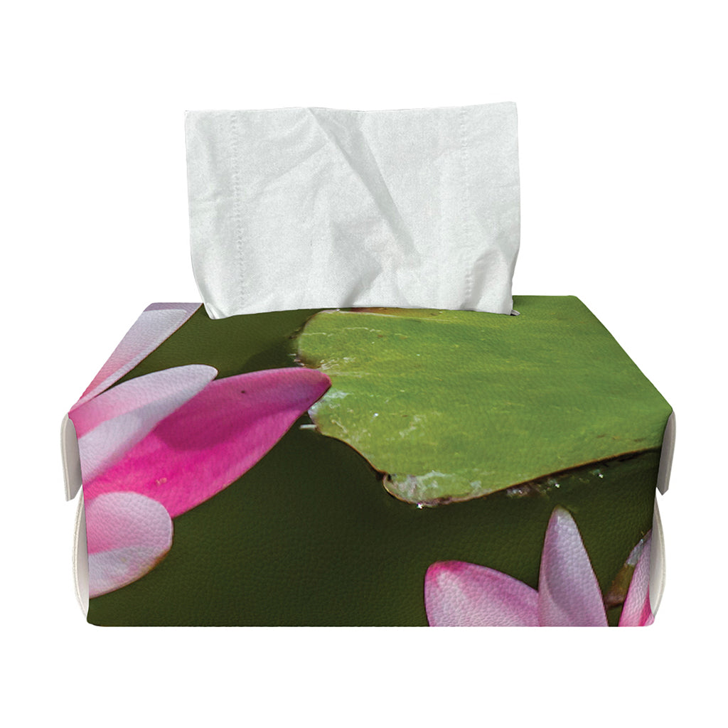 Pink Water Lilies Print Rectangle Tissue Box Cover