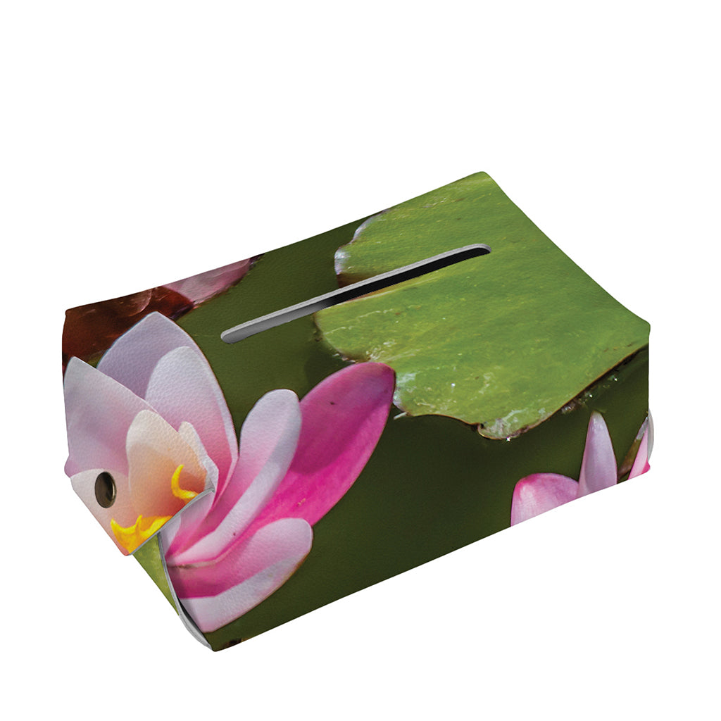 Pink Water Lilies Print Rectangle Tissue Box Cover