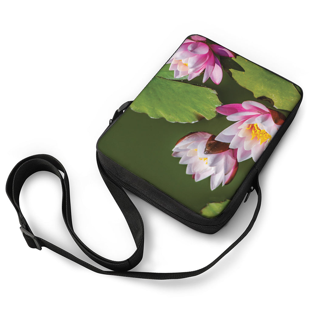 Pink Water Lilies Print Rectangular Crossbody Bag