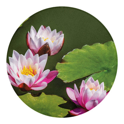 Pink Water Lilies Print Round Blanket