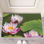 Pink Water Lilies Print Rubber Doormat