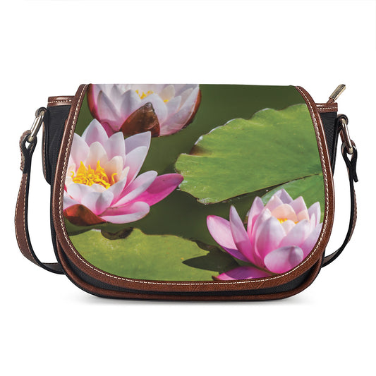 Pink Water Lilies Print Saddle Bag