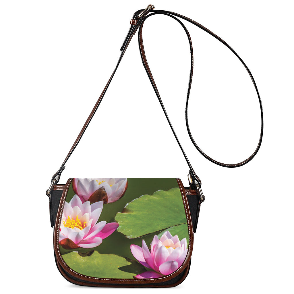 Pink Water Lilies Print Saddle Bag