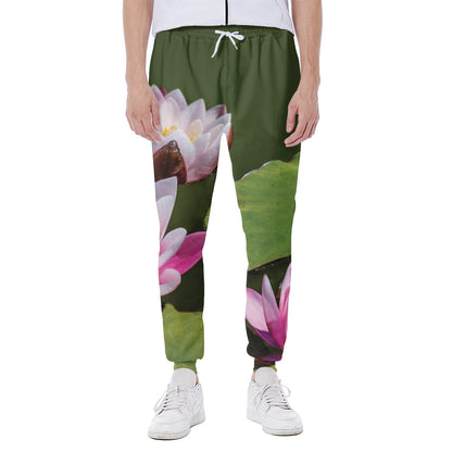 Pink Water Lilies Print Scuba Joggers