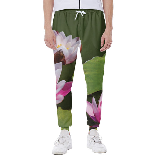 Pink Water Lilies Print Scuba Joggers