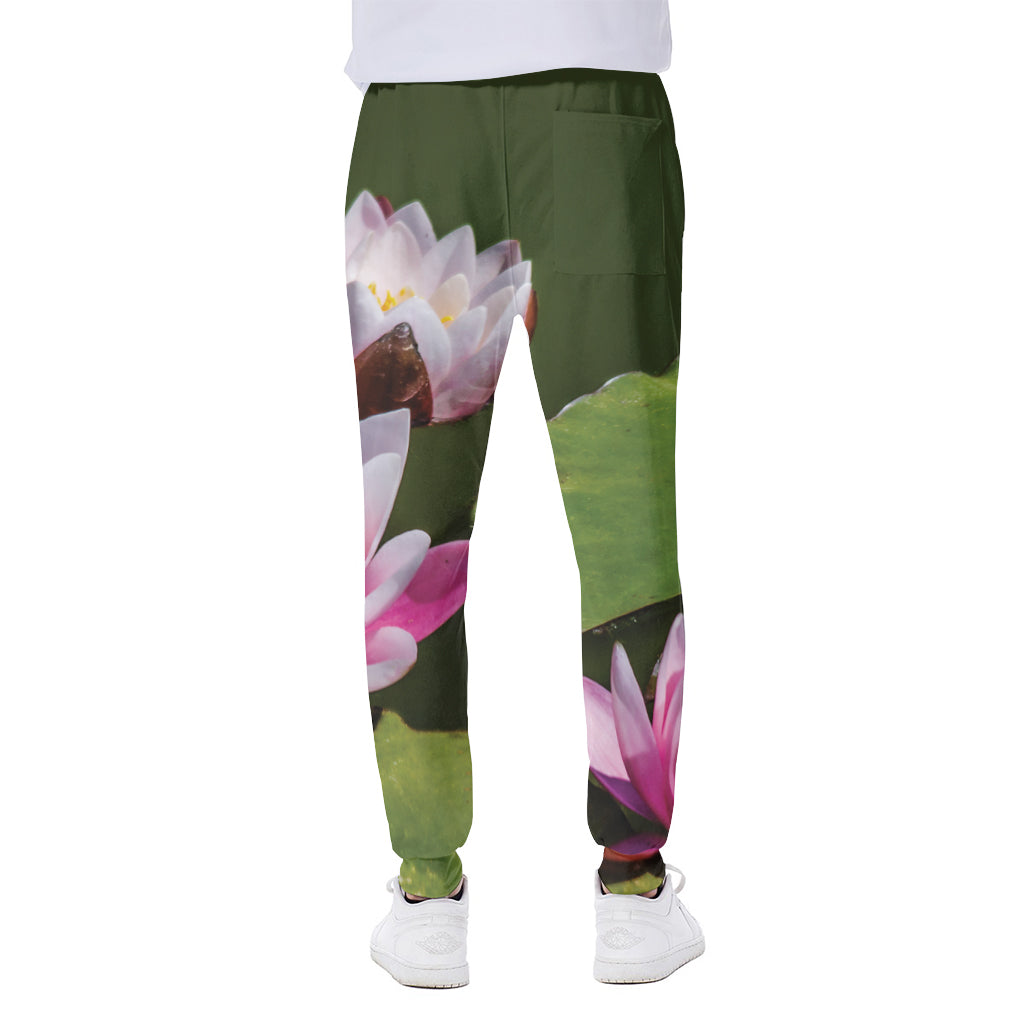 Pink Water Lilies Print Scuba Joggers