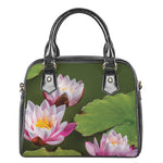 Pink Water Lilies Print Shoulder Handbag