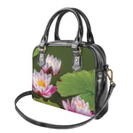 Pink Water Lilies Print Shoulder Handbag