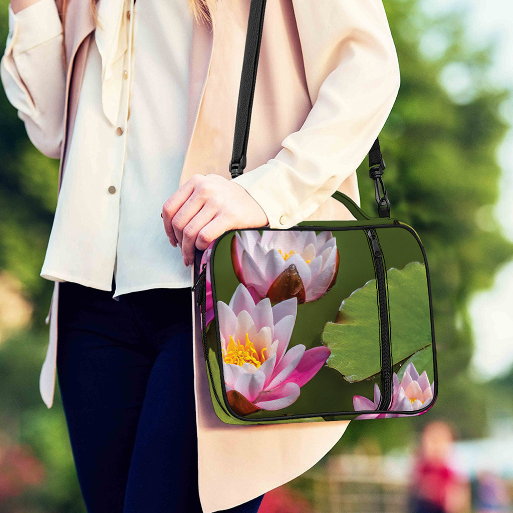 Pink Water Lilies Print Shoulder Strap Bible Bag