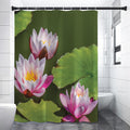 Pink Water Lilies Print Shower Curtain
