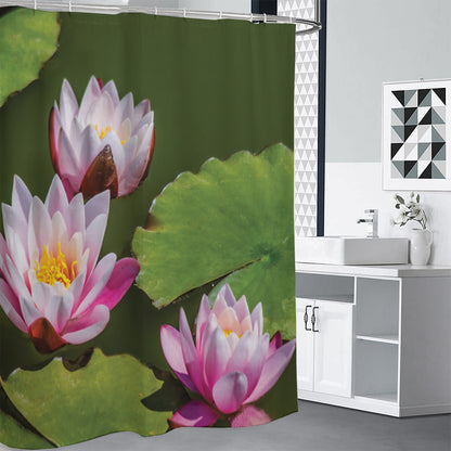Pink Water Lilies Print Shower Curtain
