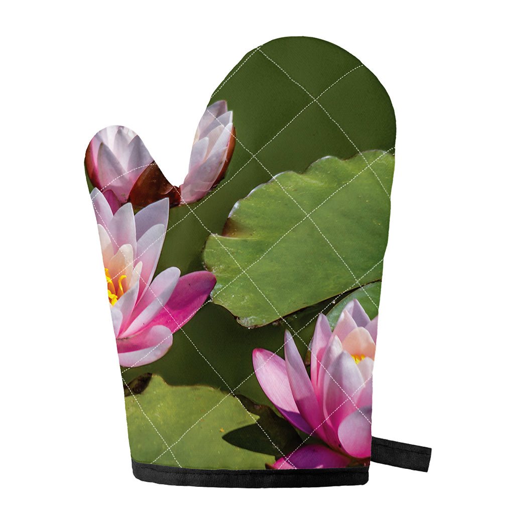 Pink Water Lilies Print Single Oven Mitt
