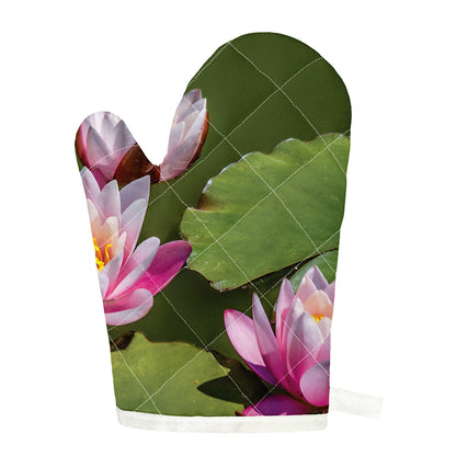 Pink Water Lilies Print Single Oven Mitt