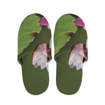Pink Water Lilies Print Slippers