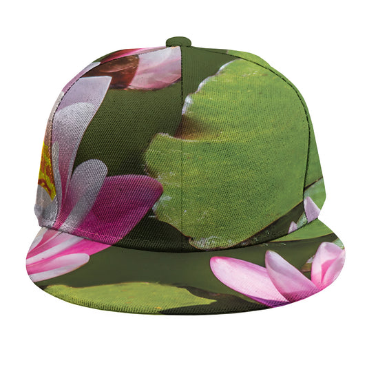 Pink Water Lilies Print Snapback Cap