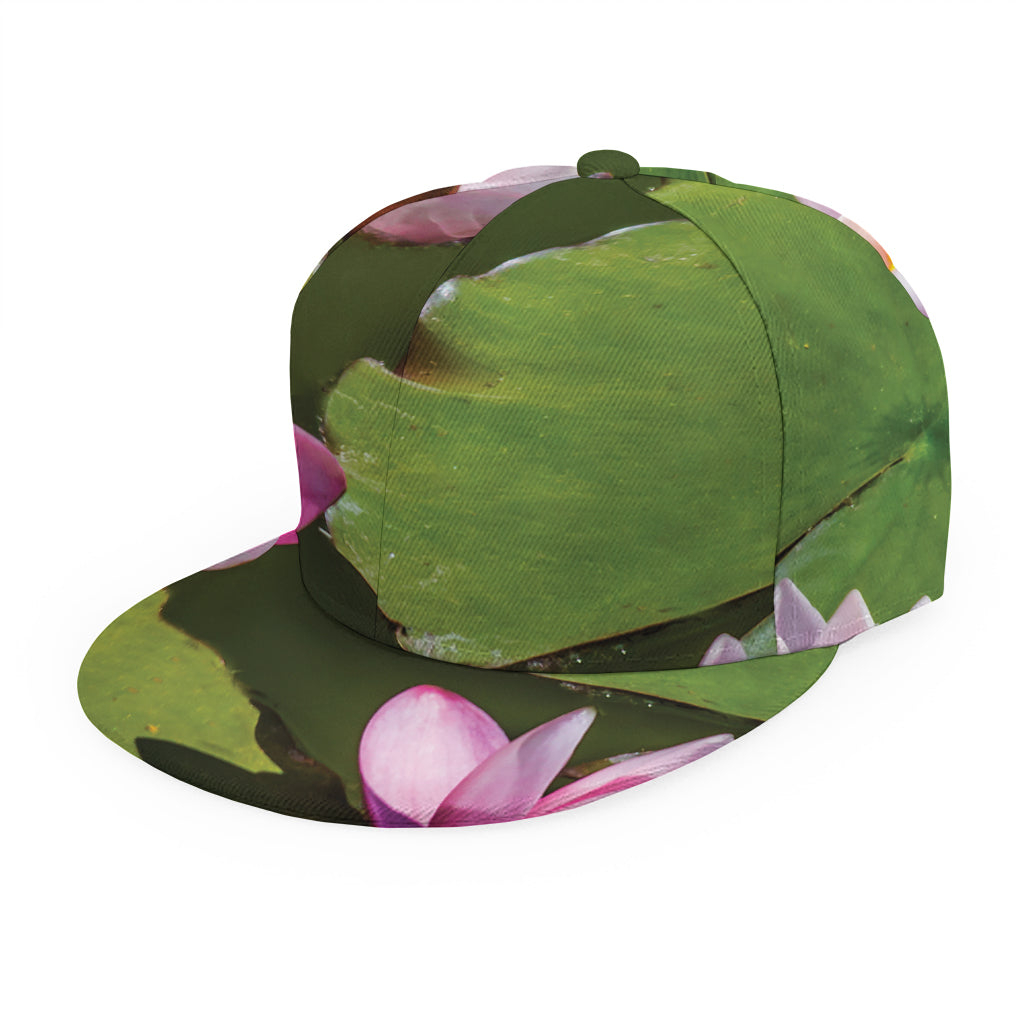 Pink Water Lilies Print Snapback Cap