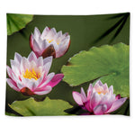 Pink Water Lilies Print Tapestry
