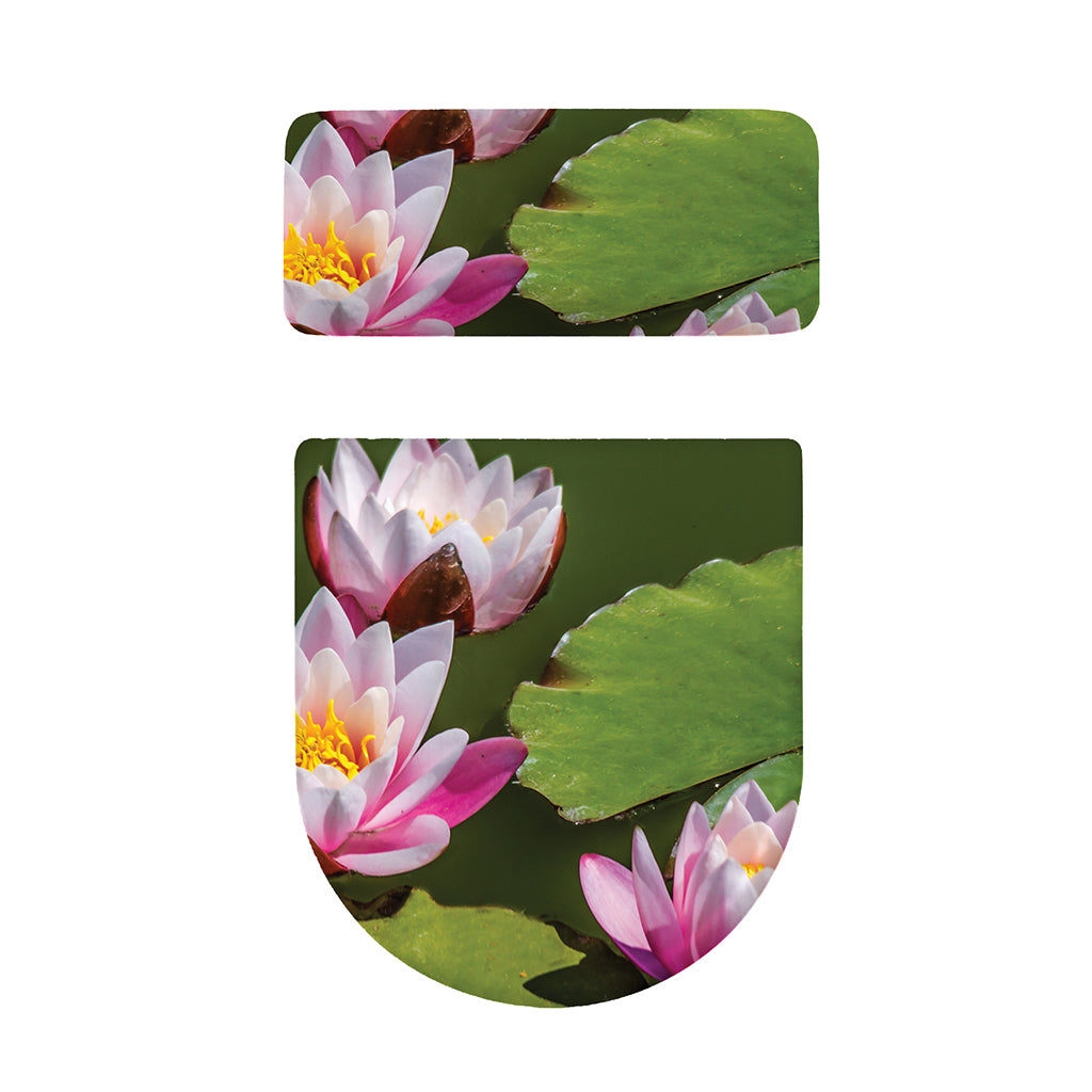 Pink Water Lilies Print Toilet Lid And Tank Cover Set