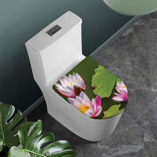 Pink Water Lilies Print Toilet Lid Cover