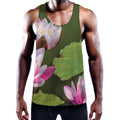 Pink Water Lilies Print Men's Workout Tank Top