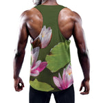 Pink Water Lilies Print Training Tank Top