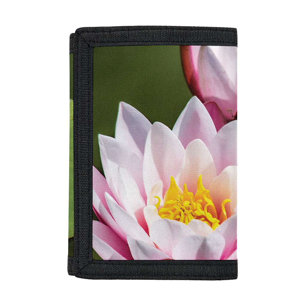 Pink Water Lilies Print Trifold Wallet
