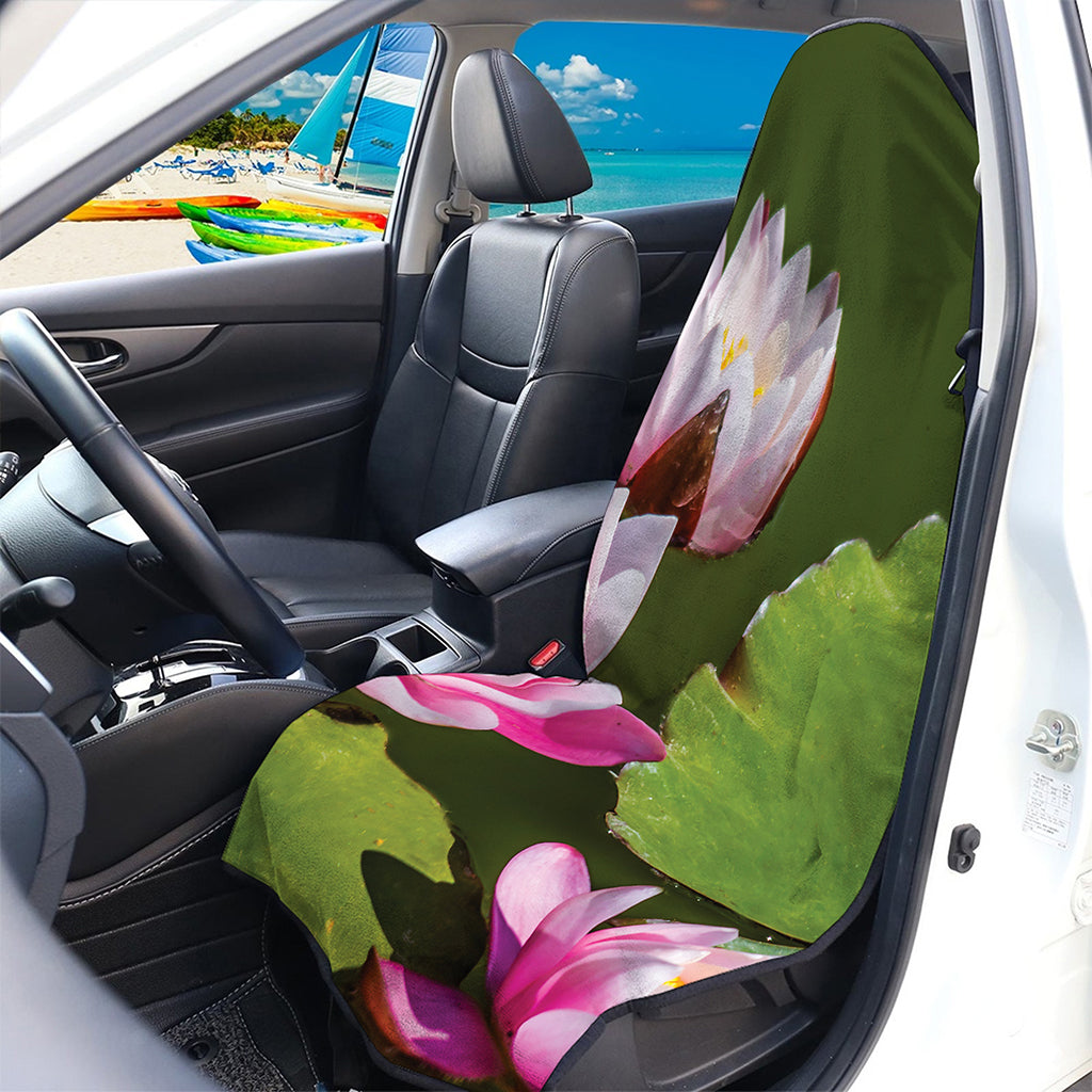 Pink Water Lilies Print Waterproof Car Seat Cover