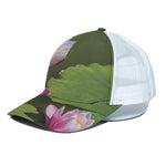 Pink Water Lilies Print White Mesh Trucker Cap