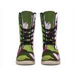 Pink Water Lilies Print Winter Boots