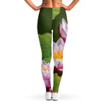 Pink Water Lilies Print Women's Leggings