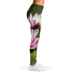 Pink Water Lilies Print Women's Leggings
