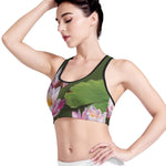 Pink Water Lilies Print Women's Sports Bra