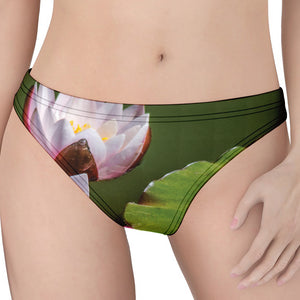 Pink Water Lilies Print Women's Thong