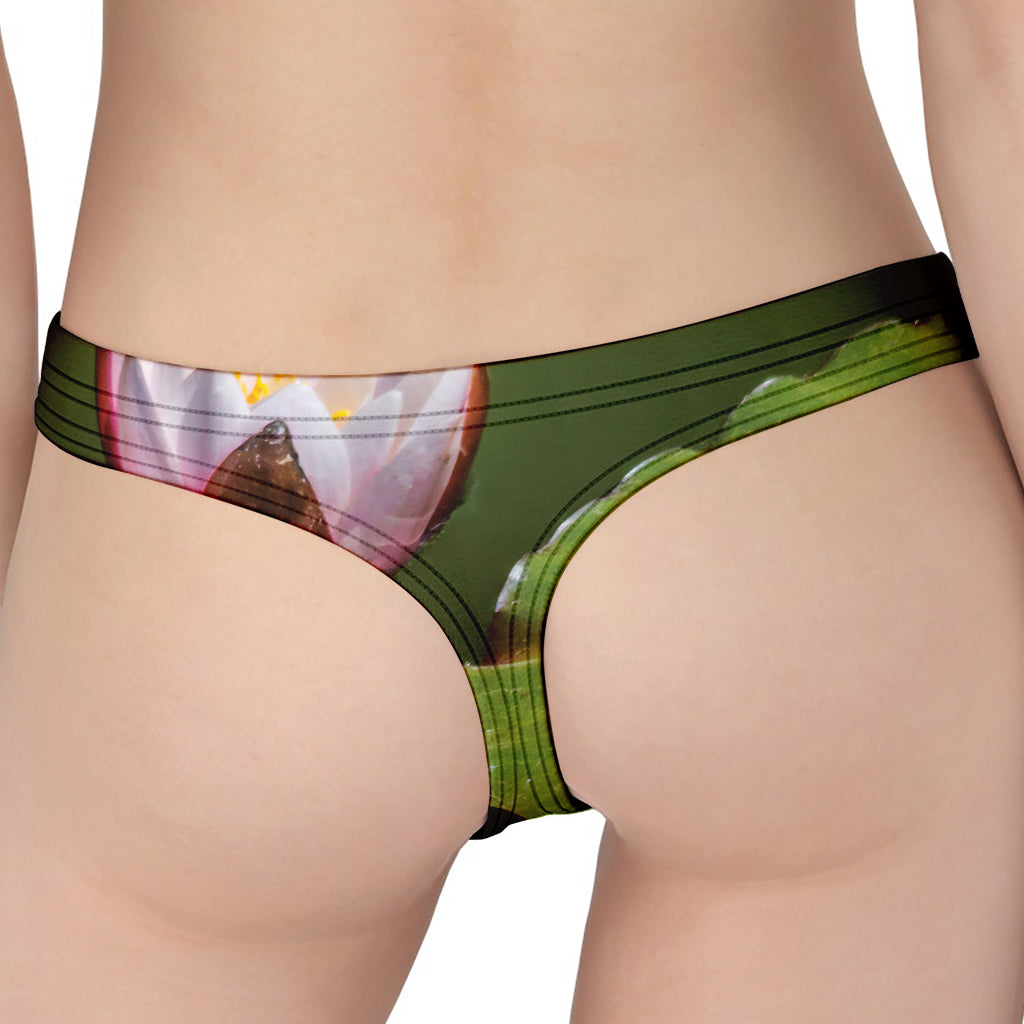 Pink Water Lilies Print Women's Thong