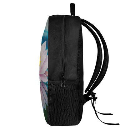 Pink Water Lily Print 17 Inch Backpack