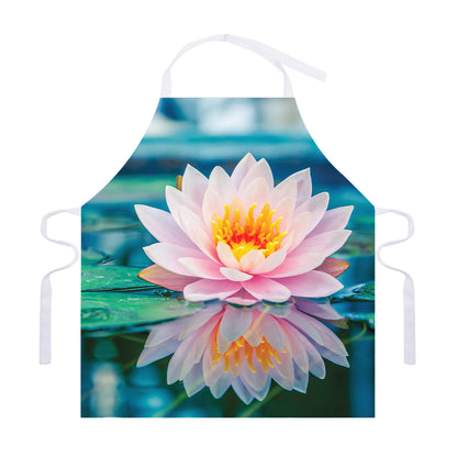 Pink Water Lily Print Adjustable Apron