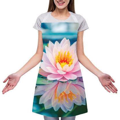 Pink Water Lily Print Adjustable Apron