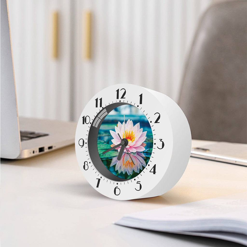 Pink Water Lily Print Alarm Clock