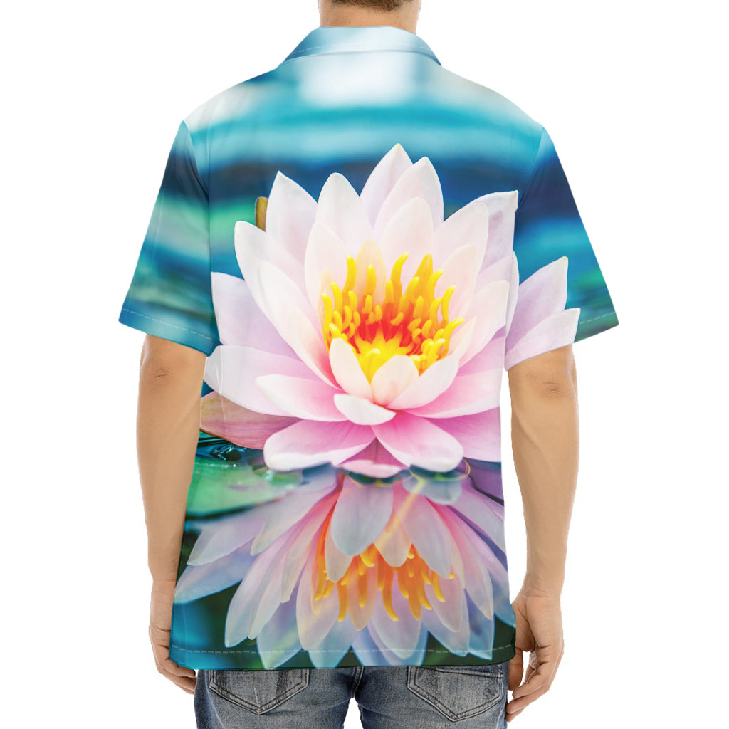 Pink Water Lily Print Aloha Shirt