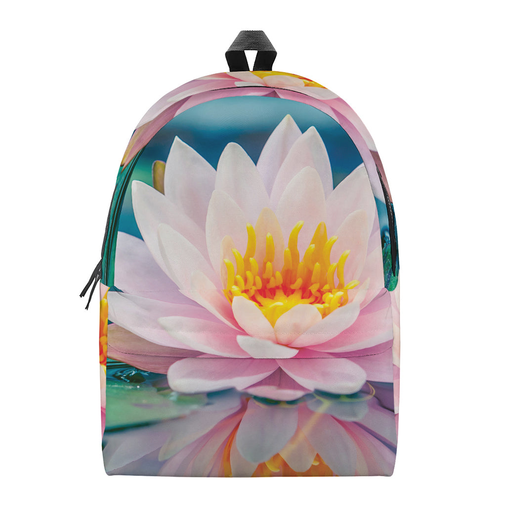 Pink Water Lily Print Backpack