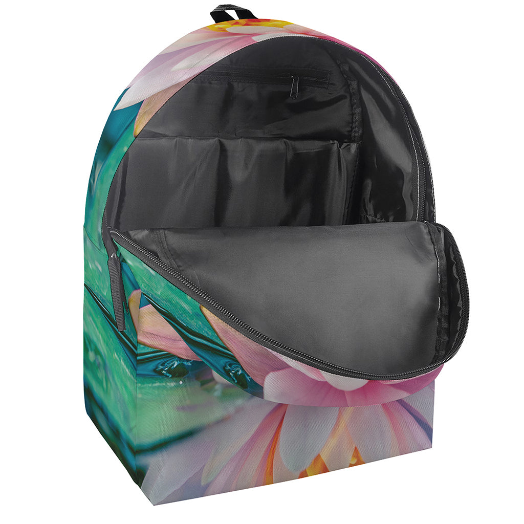 Pink Water Lily Print Backpack